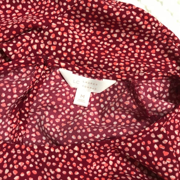 Lauren Conrad red print bell sleeve high/low top - Picture 8 of 8